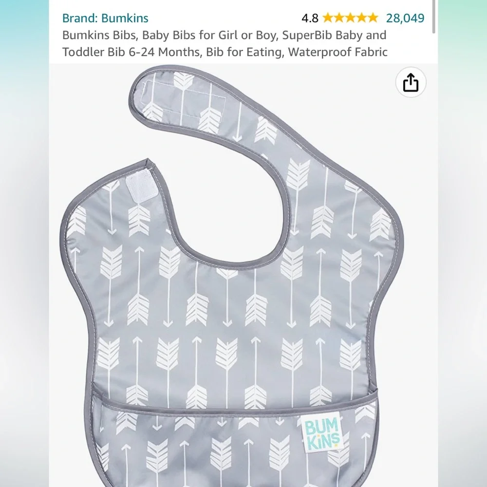 Bum kids gray& white chevron splat mat & arrow print bib w/disposable placemat
